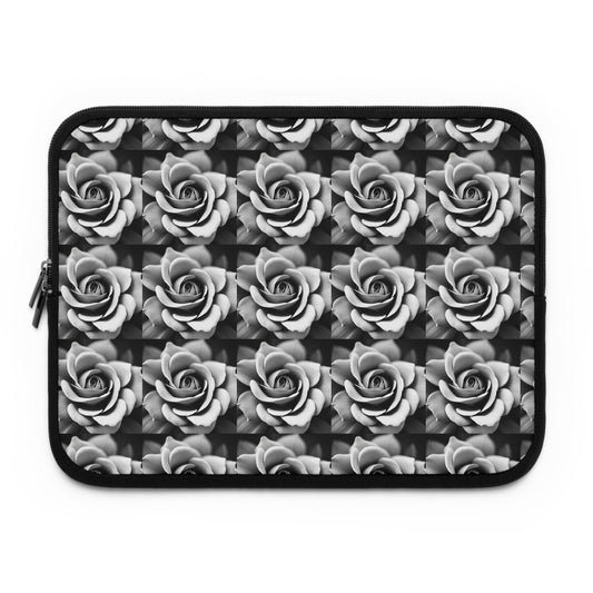 Black  White Rose Laptop Sleeve