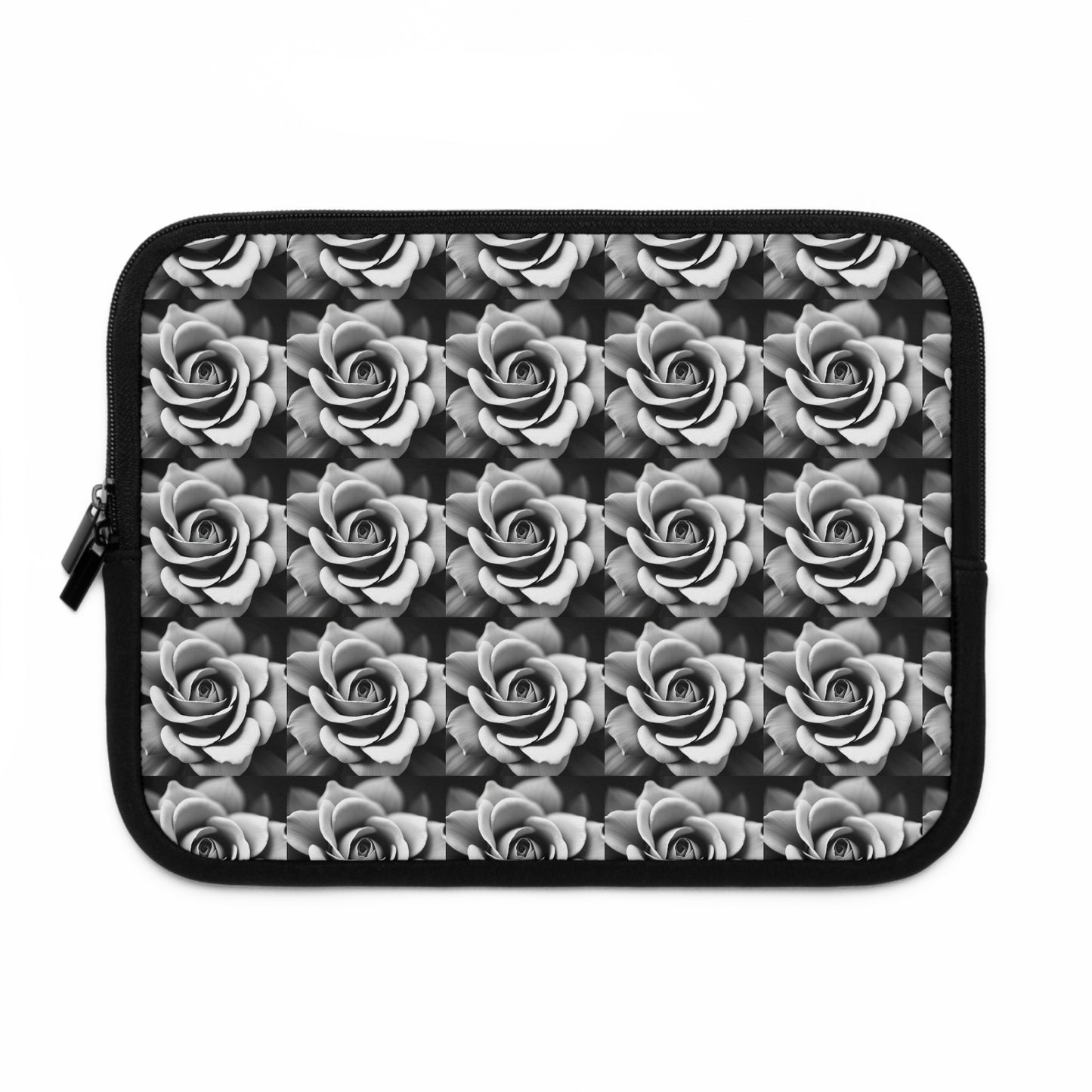 Black  White Rose Laptop Sleeve