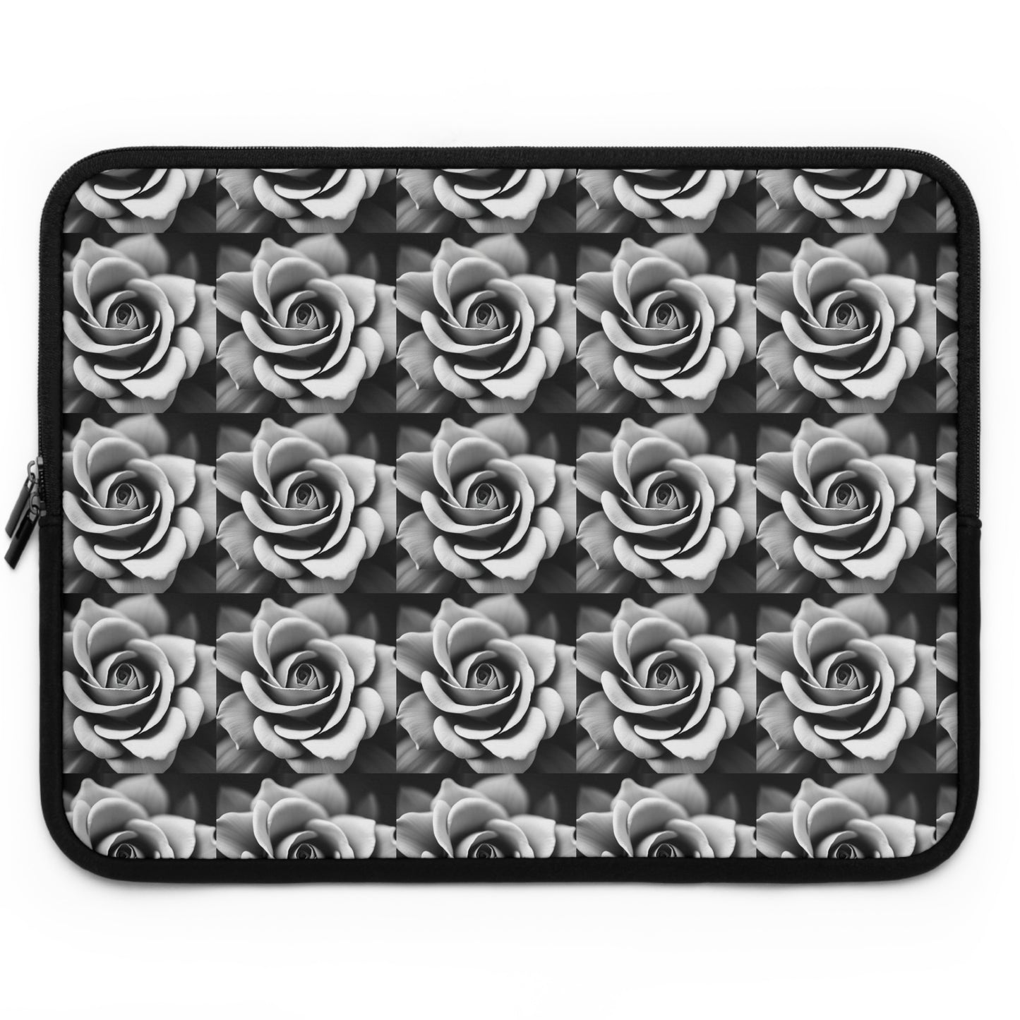 Black  White Rose Laptop Sleeve