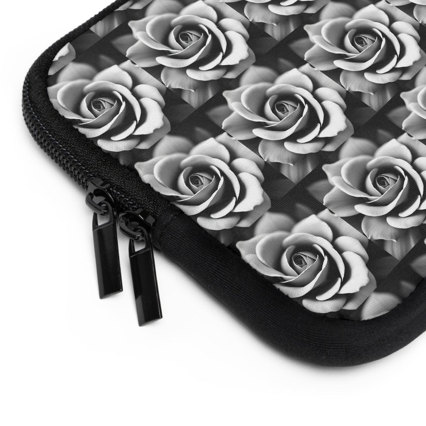 Black  White Rose Laptop Sleeve