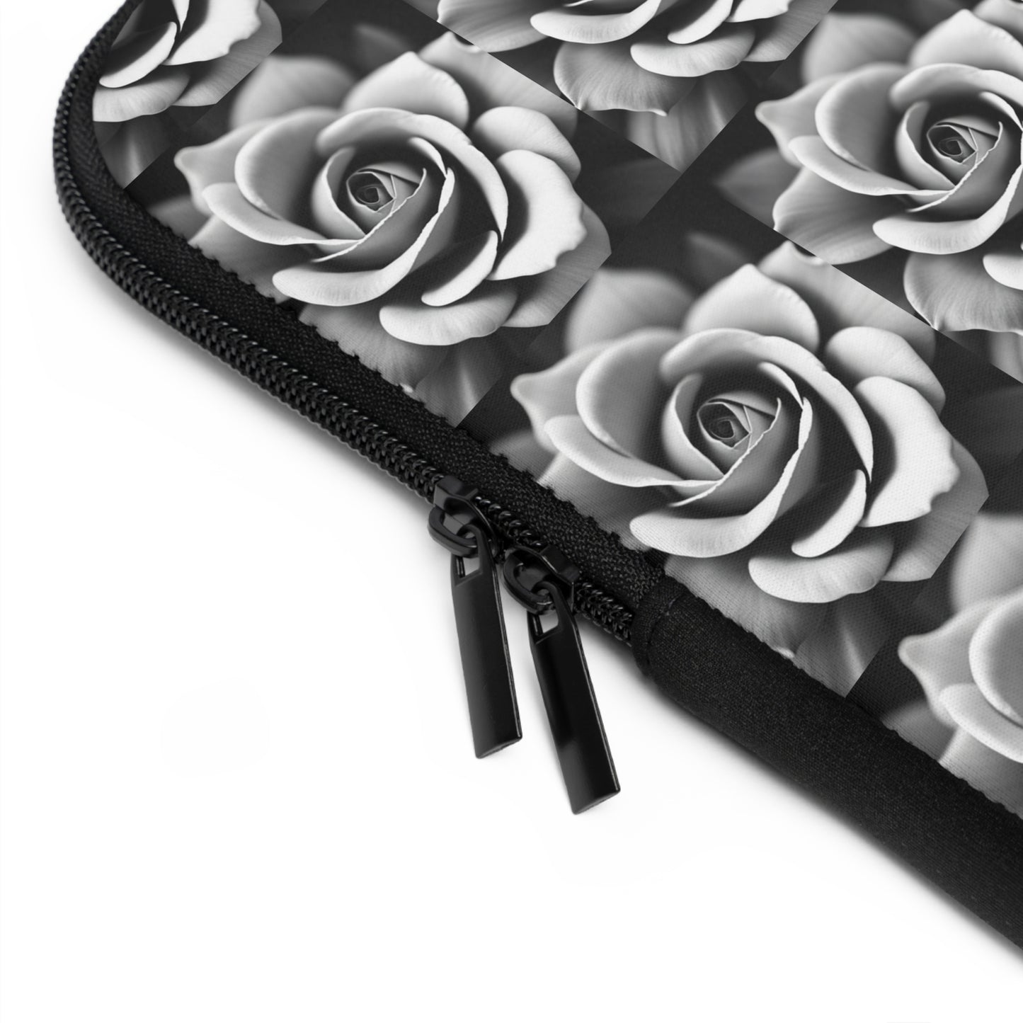 Black  White Rose Laptop Sleeve