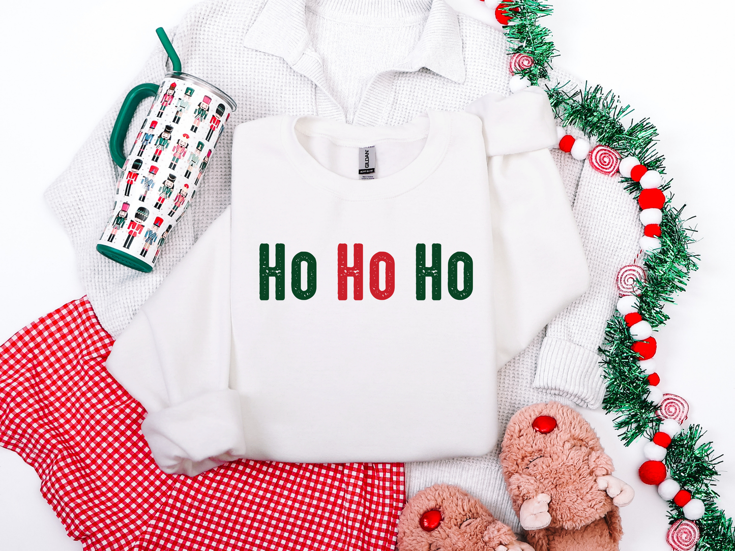 Ho Ho Ho Green & Red Graphic Tee and Sweatshirt