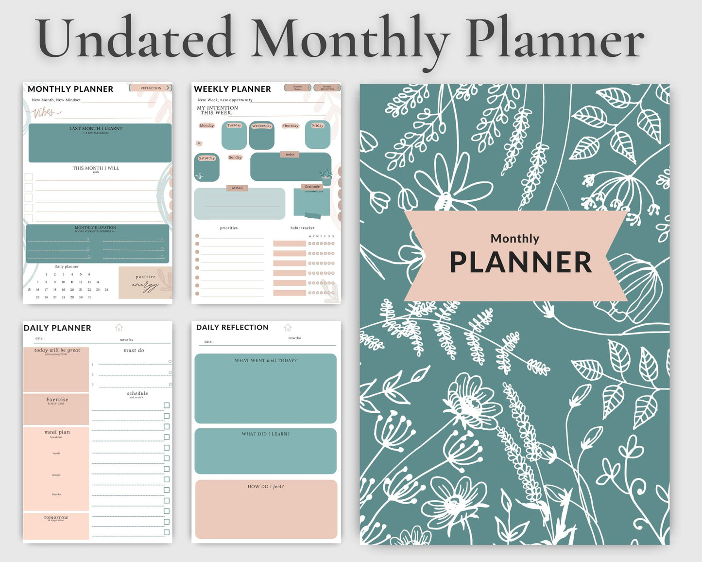 Undated Digital Planner: Achieve Your Goals with Monthly, Weekly, and Daily Pages