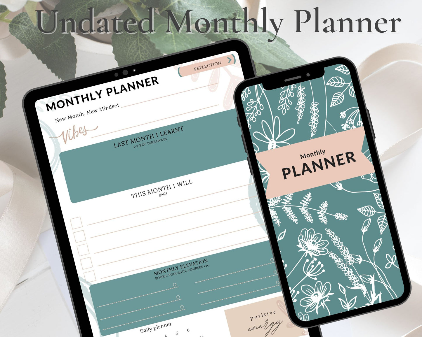 Undated Digital Planner: Achieve Your Goals with Monthly, Weekly, and Daily Pages