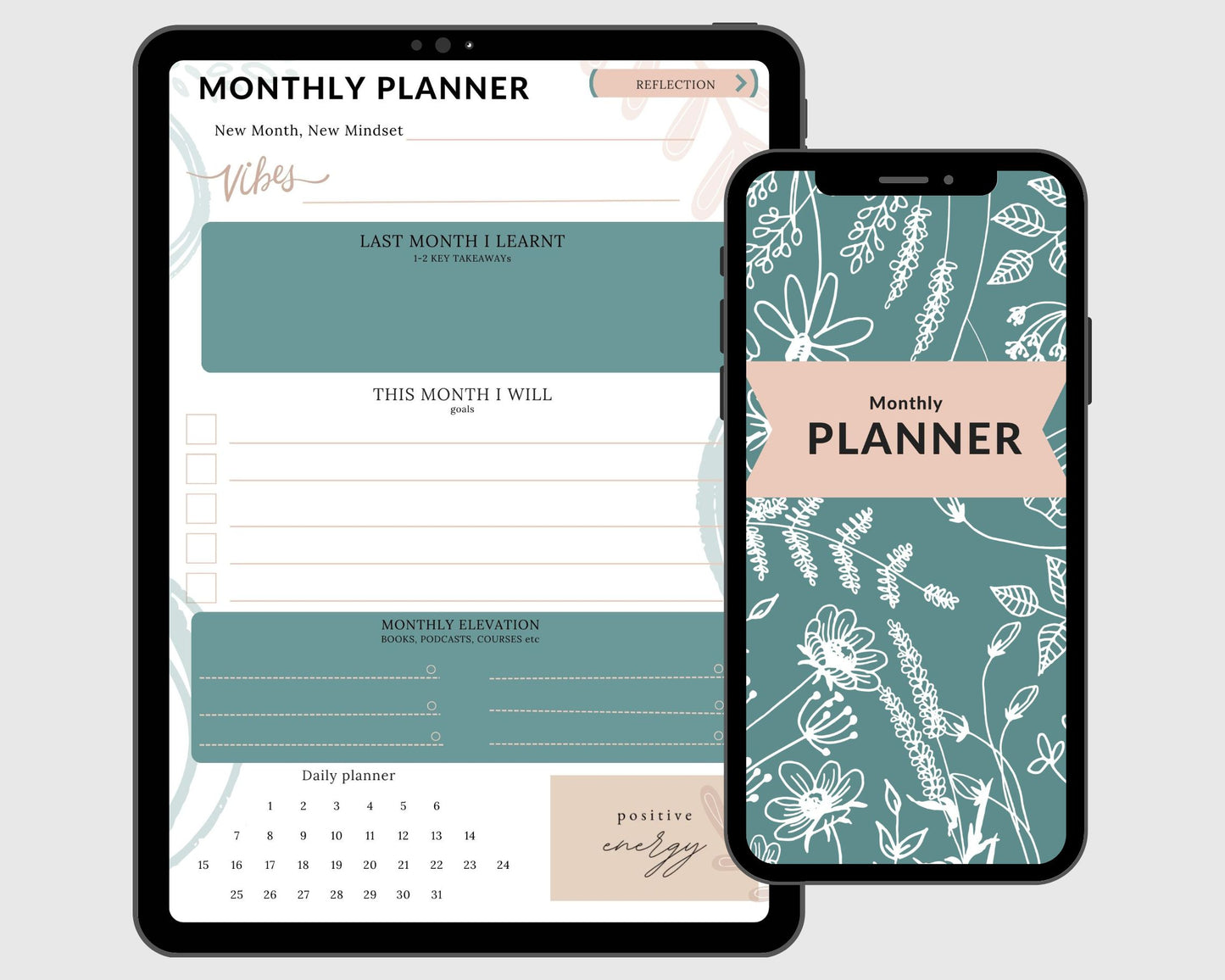 Undated Digital Planner: Achieve Your Goals with Monthly, Weekly, and Daily Pages